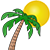 logotyp med palm och sol